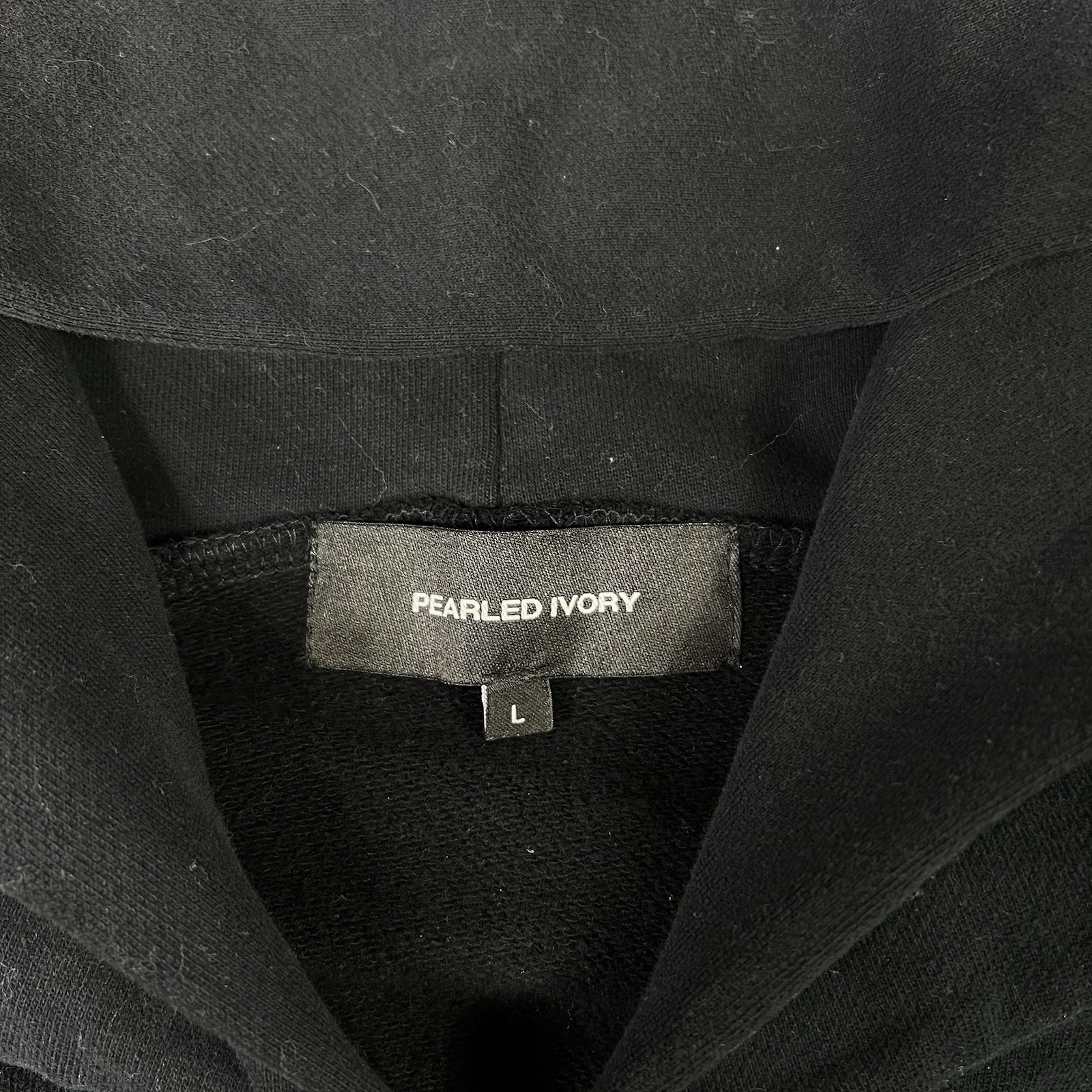 Pearled Ivory Black Zip Up Hoodie Jacket Oversized Lounge Quiet Luxury Unisex L — image 4 of 8